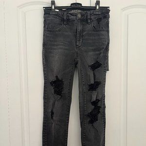 American Eagle High-Rise Ripped Black Jeans